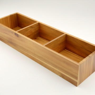 Acacia Wood Divided Desktop Organizer - Sustainable 3-Compartment Storage
